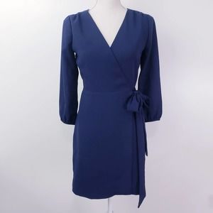 J Crew Petite Wrap Dress in Crepe in Navy Size 0P